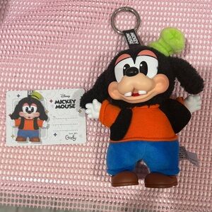 Authentic popmart Disney Goofy Plush Keychain with Orange and Blue Outfit